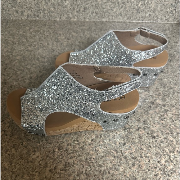 Corkys Shoes Boutique Corkys Carley Silver Glitter Wedges 7 Poshmark